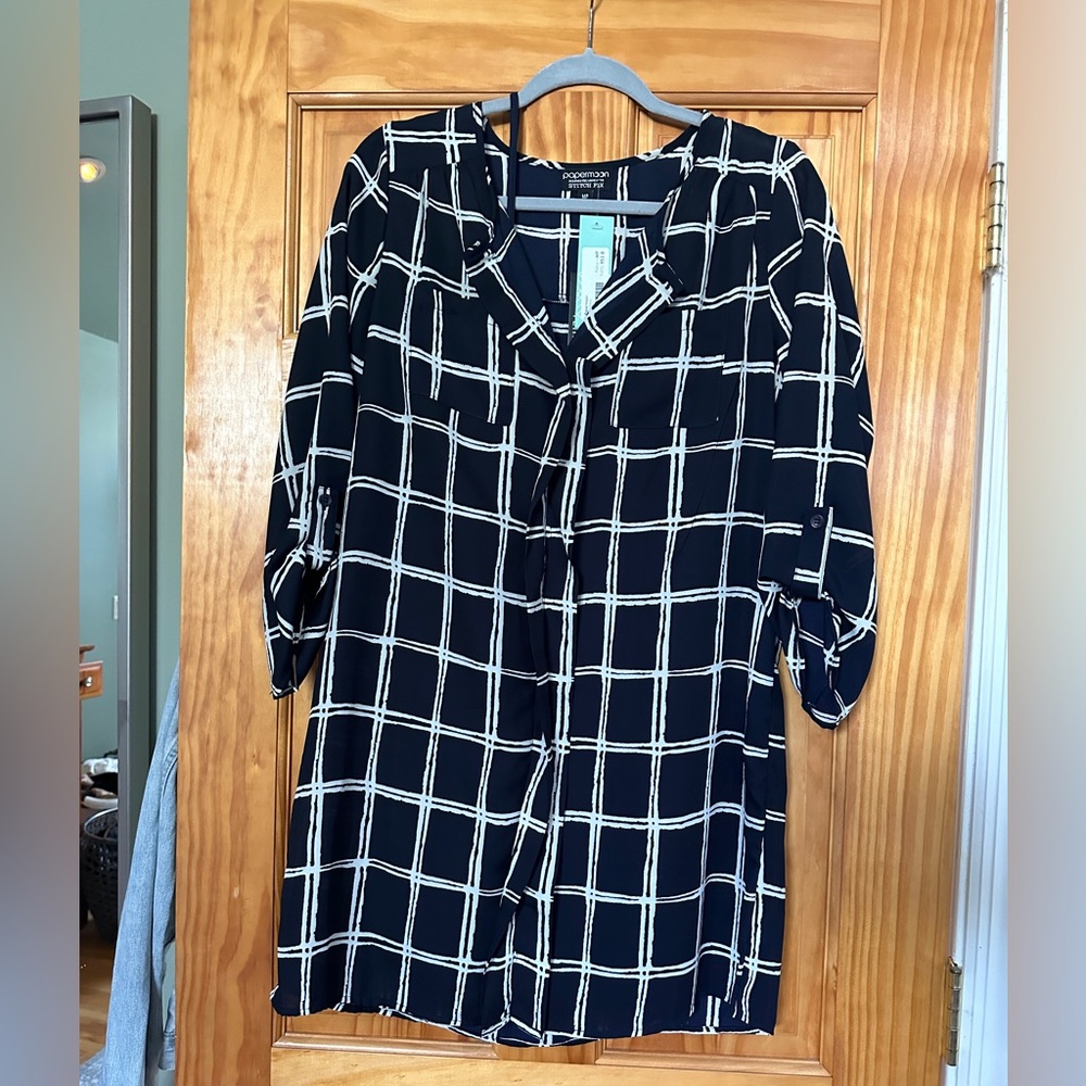 Paper moon navy print polyester dress. New with tags size MP